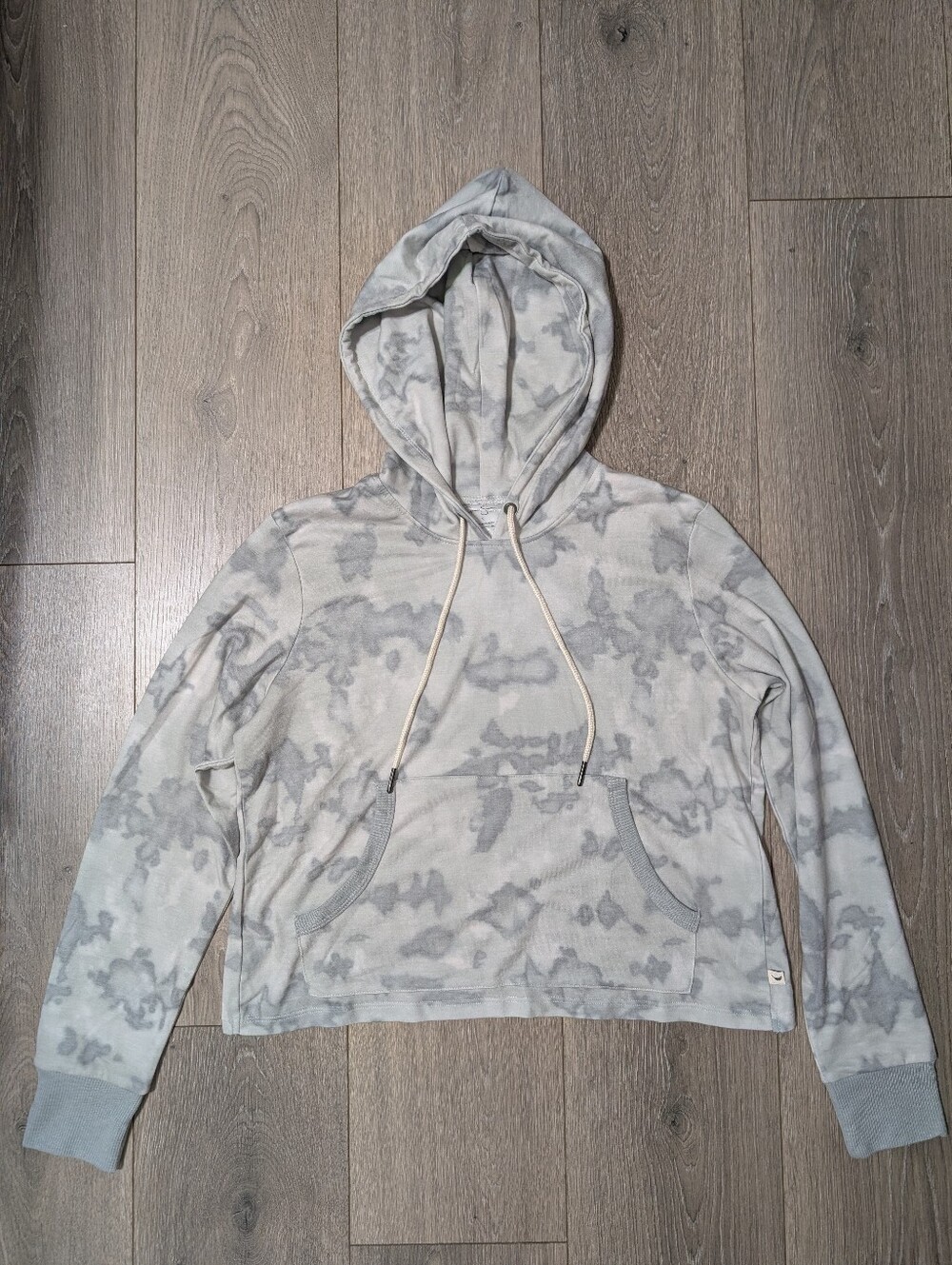 EUC•Jessica Simpson Active Tie-Dye Pullover Open Back Cross-Panel Hoodie•SML🩶💚